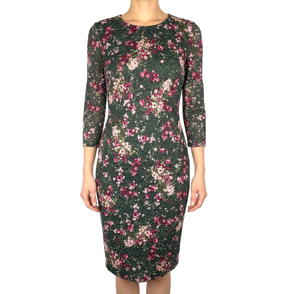 Kensie Womens bodycon dark floral Lined Stretch Dress Size 2 romantic lace